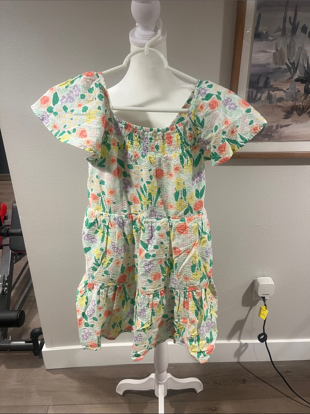 Cat & Jack White Sundress with Pink, Yellow, Green & Purple Floral Print